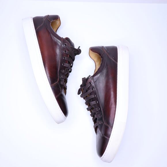 MAGNANNI Huston Cup Sneaker Mid Brown Leather Lace Up Low Top Men's 11 - Picture 2 of 10
